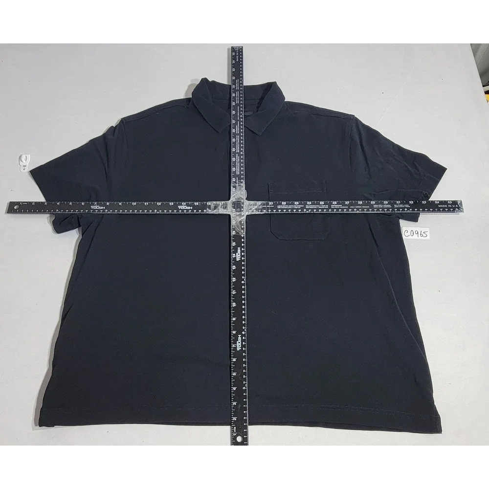 Banana Republic Mens XXL Black Cotton Pique Short Sleeve Pocket Polo Shirt